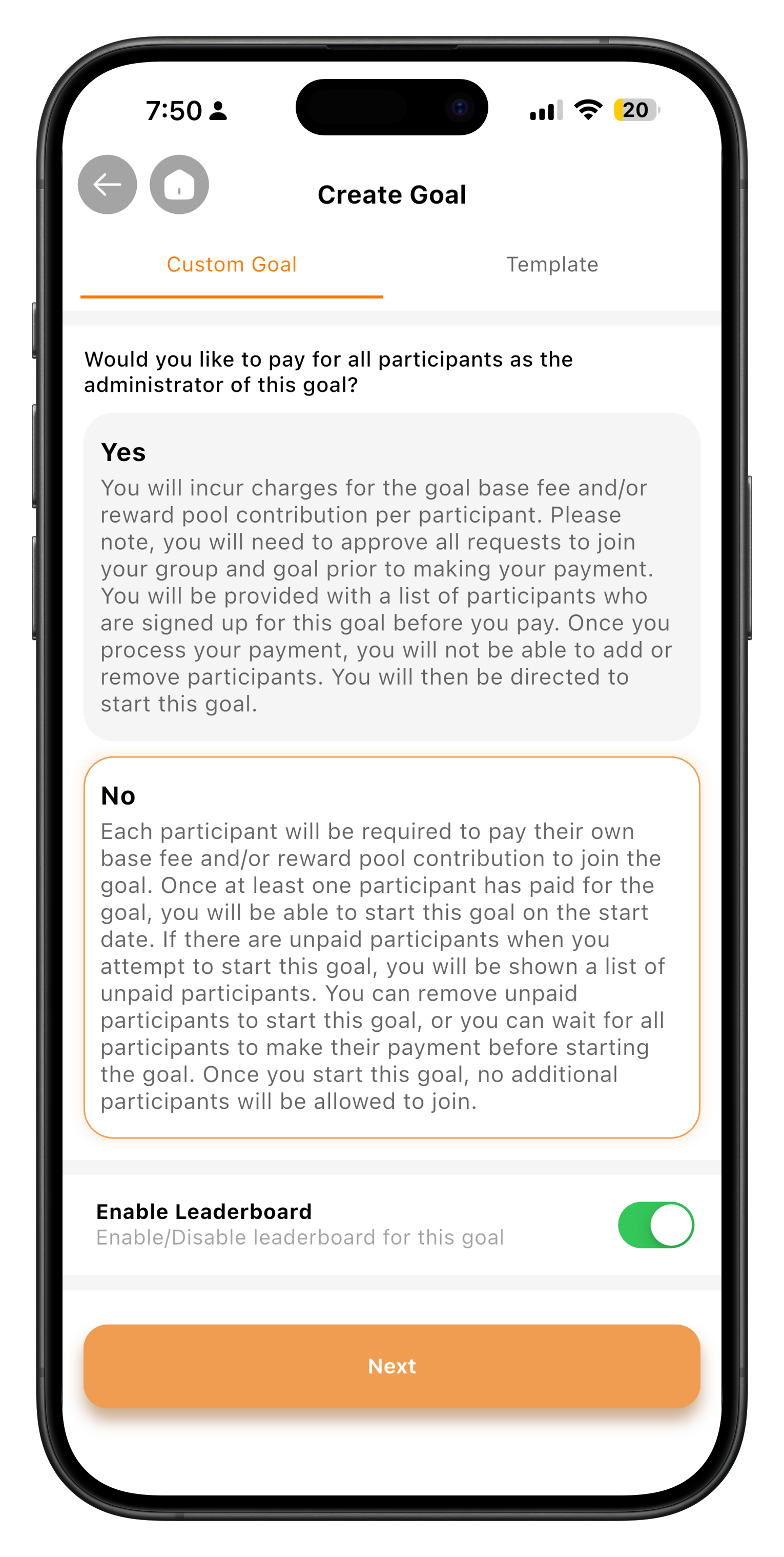 Create goal step 6